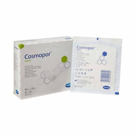 Cosmopor Steril Adhesive Dressing Cosmopor 4 X 4 Inch Nonwoven Square White Sterile, 200PK 900820